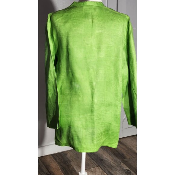 SAG HARBOR 100%LINEN TUNIC COLOR GREEN  LONG SLEEVE  SIZE XL - Picture 5 of 7
